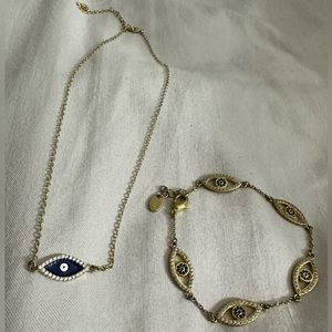 Evil eye necklace and bracelet
